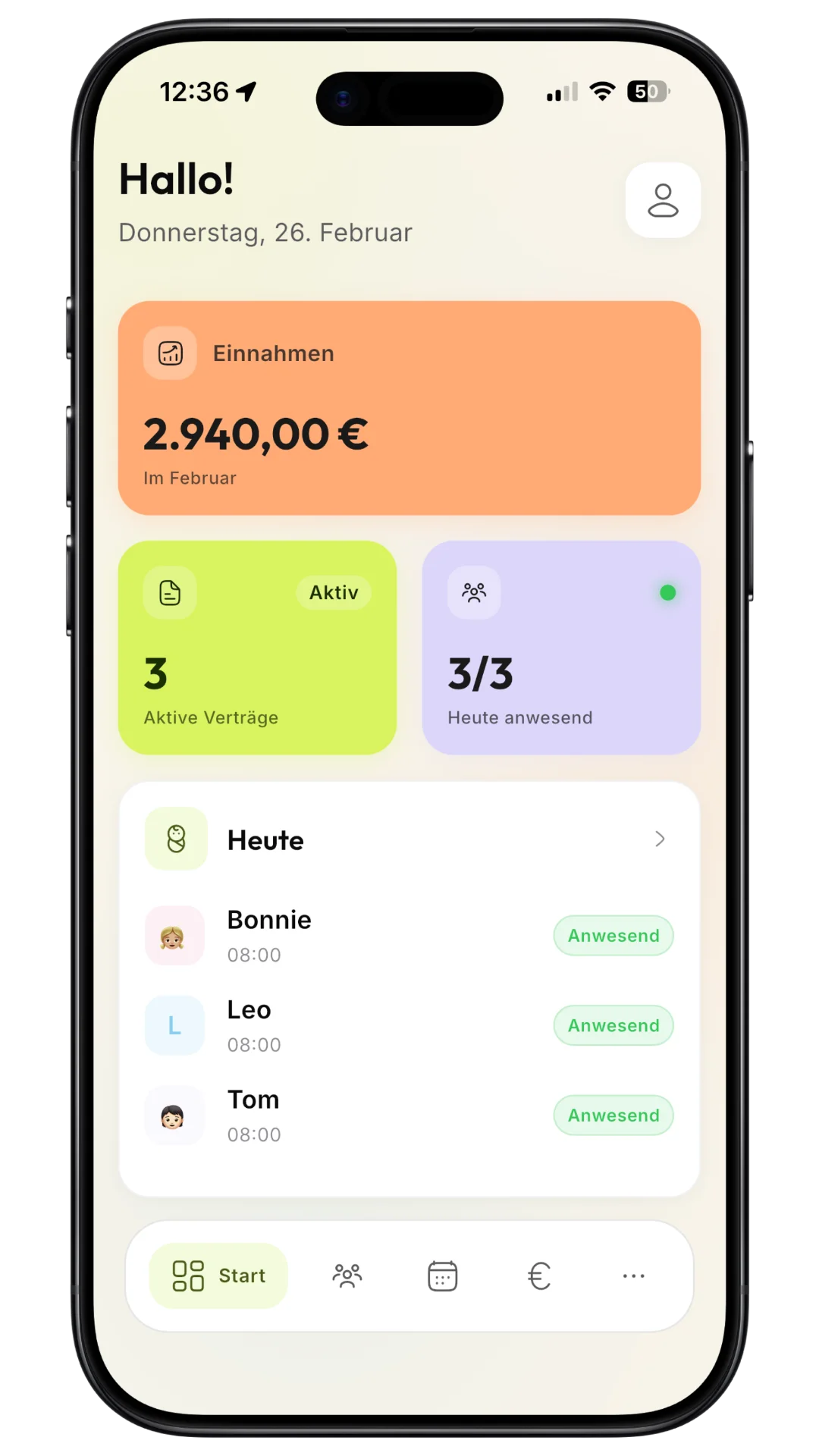KTP Digital Dashboard auf dem iPhone